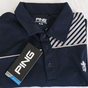 Mens Ping Golf Shirt Black And White Moistur Wicki